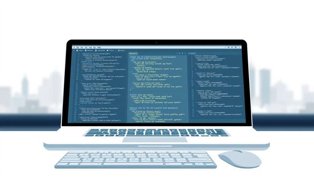 A well-lit, soft-focus digital illustration depicting a laptop screen displaying various Python coding challenges. In the foreground, the laptop screen shows several code snippets and problem-solving exercises against a clean, minimalist backdrop. The middle ground features a keyboard and mouse, subtly emphasizing the interactive nature of the coding process. In the background, a blurred cityscape or workspace environment suggests a productive, educational setting. The overall mood is one of focus, engagement, and the joy of hands-on Python learning. A well-lit, soft-focus digital illustration depicting a laptop screen displaying various Python coding challenges. In the foreground, the laptop screen shows several code snippets and problem-solving exercises against a clean, minimalist backdrop. The middle ground features a keyboard and mouse, subtly emphasizing the interactive nature of the coding process. In the background, a blurred cityscape or workspace environment suggests a productive, educational setting. The overall mood is one of focus, engagement, and the joy of hands-on Python learning.