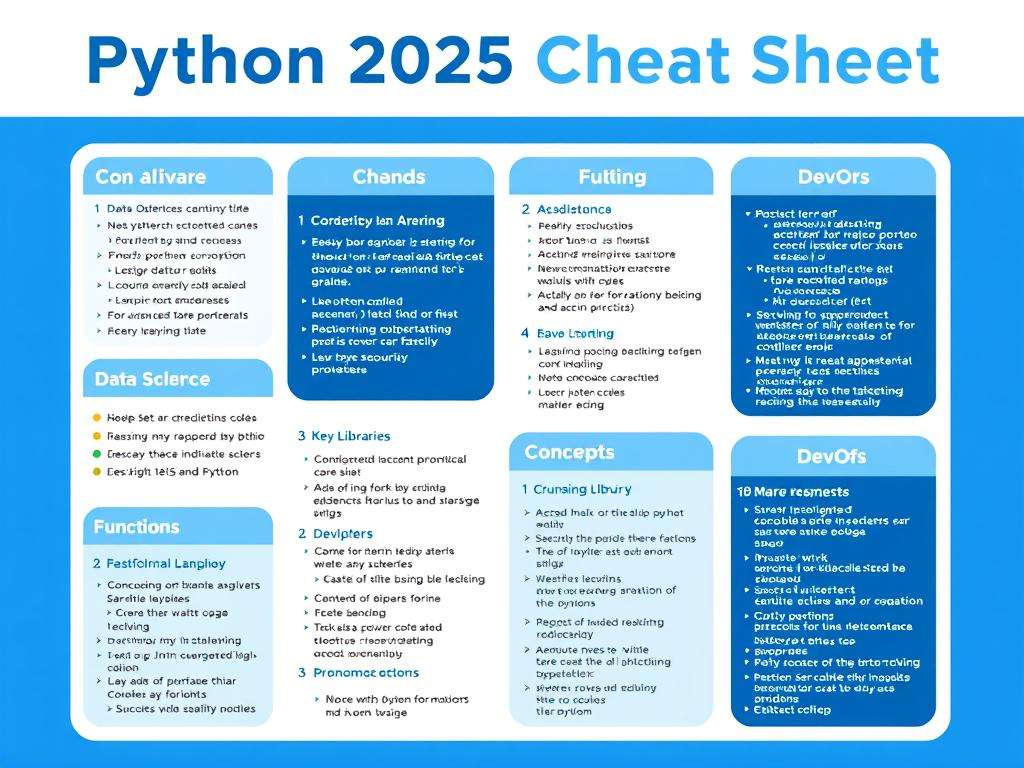 Python 2025 Cheat Sheet with key libraries and concepts
