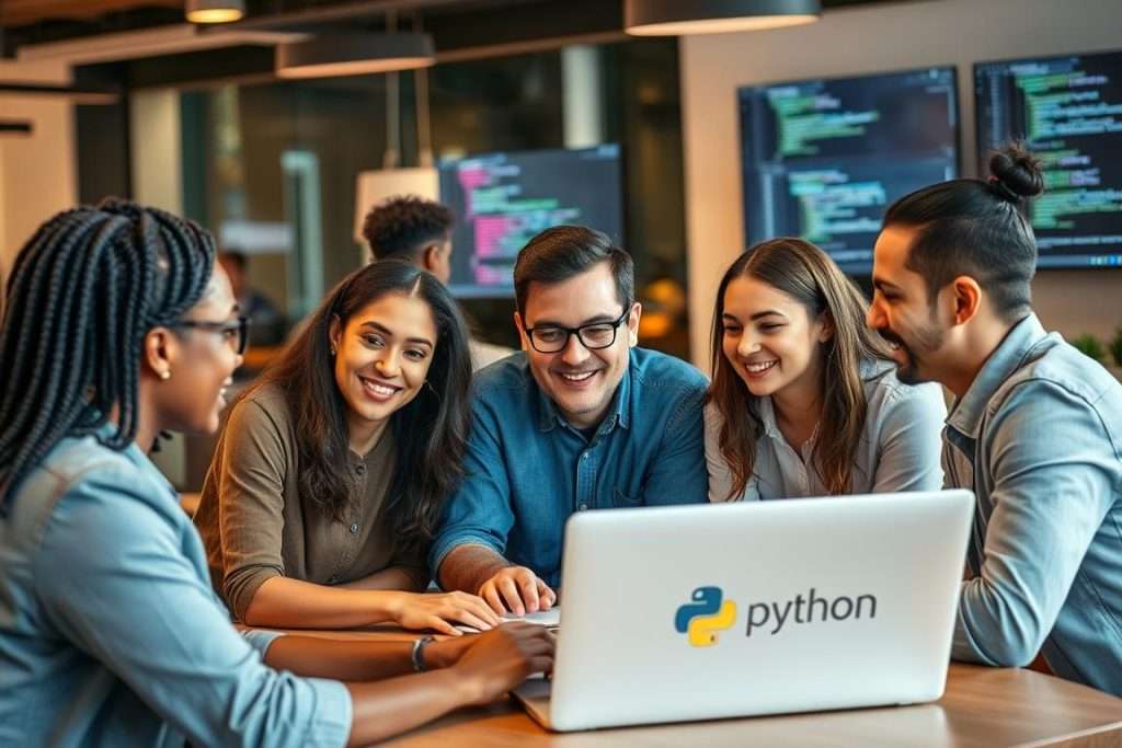 A group of Zero to Mastery Python course graduates collaborating on a project in 2025