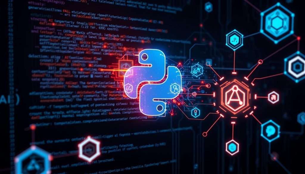 Futuristic visualization of Python's role in emerging AI technologies